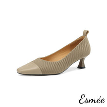 Load image into Gallery viewer, Apricot-Frabrics-High-Heels-with-Leather-Toe-Cap-product-shots-white-background