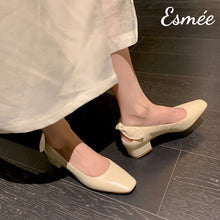 Load image into Gallery viewer, Beige-Leather-High-Heels-with-Bow-Knot-Design-model-shots