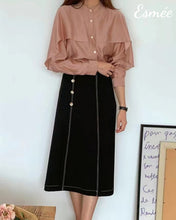 將圖片載入圖庫檢視器 Black-Cotton-Long-Dress-with-Four-Button-Design-model-shots
