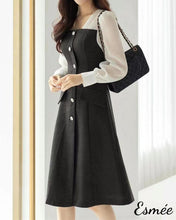將圖片載入圖庫檢視器 Black-Cotton-One-Piece-with-Tulle-Sleeves-model-shots-1