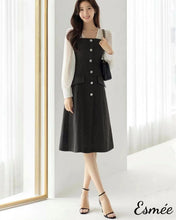 將圖片載入圖庫檢視器 Black-Cotton-One-Piece-with-Tulle-Sleeves-model-shots