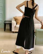 Load image into Gallery viewer, Black-Crop-Top-and-Layered-Dress-model-shots-1