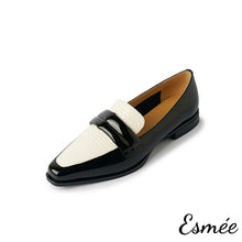 Load image into Gallery viewer, Black-Dual-Color-Leather-Loafers-product-shots-white-background