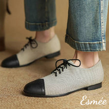Load image into Gallery viewer, Black-Fabrics-Oxford-Shoes-with-Dual-Color-Toe-Cap-model-shots