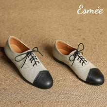 Load image into Gallery viewer, Black-Fabrics-Oxford-Shoes-with-Dual-Color-Toe-Cap-product-shots