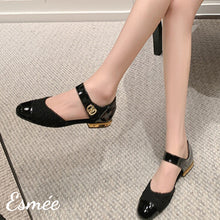 Load image into Gallery viewer, Black-Fabrics-Sandals-with-Patent-Leather-Toe-Cap-and-Ankle-Straps-model-shots