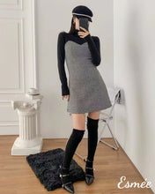 將圖片載入圖庫檢視器 Black-Korean-Cotton-One-Piece-with-Dogstooth-Design-model-shots-1