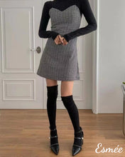 將圖片載入圖庫檢視器 Black-Korean-Cotton-One-Piece-with-Dogstooth-Design-model-shots