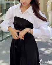 將圖片載入圖庫檢視器 Black-Korean-Cotton-One-Piece-with-Shirt-Design-model-shots-1