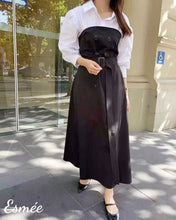 將圖片載入圖庫檢視器 Black-Korean-Cotton-One-Piece-with-Shirt-Design-model-shots