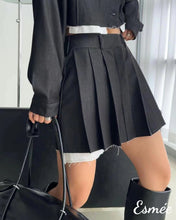 將圖片載入圖庫檢視器 Black-Korean-Denim-Dress-with-Contrast-Layering-Design-model-shots-1