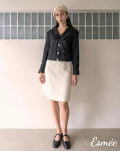 將圖片載入圖庫檢視器 Black-Korean-Tweed-Blazers-with-Bow-Knot-Design-model-shots-1