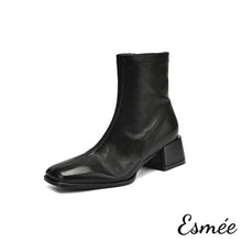將圖片載入圖庫檢視器 Black-Leather-Ankle-Boots-with-Squared-Toe-Design-product-shots-white-background