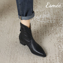 Load image into Gallery viewer, Black-Leather-Cowboy-Boots-with-Vassel-Zippers-model-shots