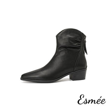 Load image into Gallery viewer, Black-Leather-Cowboy-Boots-with-Vassel-Zippers-product-shots-white-background