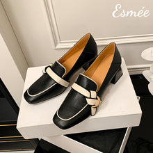 將圖片載入圖庫檢視器 Black-Leather-High-Heel-Loafers-with-Artful-Knots-product-shots