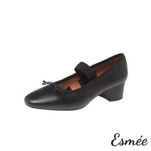 將圖片載入圖庫檢視器 Black-Leather-High-Heel-Maryjane-with-Bow-Knot-Design-product-shots-white-background
