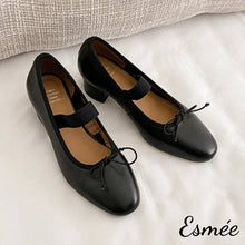 將圖片載入圖庫檢視器 Black-Leather-High-Heel-Maryjane-with-Bow-Knot-Design-product-shots