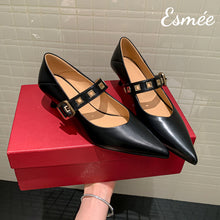 Load image into Gallery viewer, Black-Leather-High-Heel-Maryjanes-product-shots