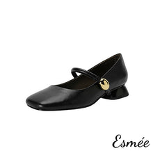 將圖片載入圖庫檢視器 Black-Leather-High-Heel-Maryjanes-with-Squared-Toe-Design-product-shots-white-background