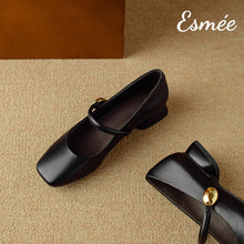 將圖片載入圖庫檢視器 Black-Leather-High-Heel-Maryjanes-with-Squared-Toe-Design-product-shots