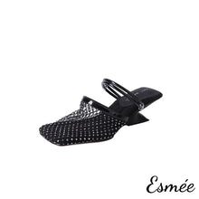 將圖片載入圖庫檢視器 Black-Leather-High-Heel-Mules-with-Net-Design-product-shots-white-background