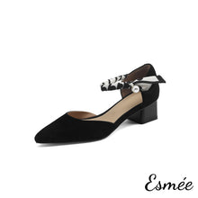 將圖片載入圖庫檢視器 Black-Leather-High-Heel-Sandals-with-Special-Ankle-Straps-and-Pointy-Toe-Design-product-shots-white-background