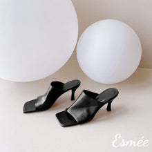 Load image into Gallery viewer, Black-Leather-High-Heel-Sandals-with-Stiletto-Heels-product-shots
