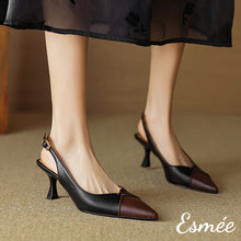 將圖片載入圖庫檢視器 Black-Leather-High-Heel-Slingback-with-Dual-Color-Design-model-shots