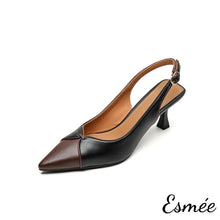 將圖片載入圖庫檢視器 Black-Leather-High-Heel-Slingback-with-Dual-Color-Design-product-shots-white-background