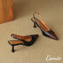將圖片載入圖庫檢視器 Black-Leather-High-Heel-Slingback-with-Dual-Color-Design-product-shots