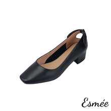 Load image into Gallery viewer, Black-Leather-High-Heels-with-Bow-Knot-Design-product-shots-white-background