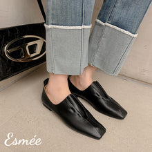 Load image into Gallery viewer, Black-Leather-Loafers-with-Special-Cut-Out-Design-model-shots