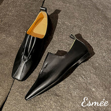 Load image into Gallery viewer, Black-Leather-Loafers-with-Special-Cut-Out-Design-product-shots