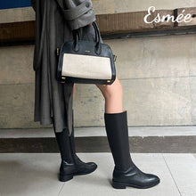 將圖片載入圖庫檢視器 Black-Leather-Long-Boots-with-Side-Zippers-model-shots-1