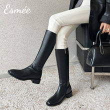 將圖片載入圖庫檢視器 Black-Leather-Long-Boots-with-Side-Zippers-model-shots