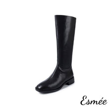 將圖片載入圖庫檢視器 Black-Leather-Long-Boots-with-Side-Zippers-product-shots-white-background