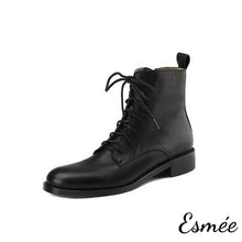 將圖片載入圖庫檢視器 Black-Leather-Marten-Boots-with-Side-Zippers-product-shots-white-background
