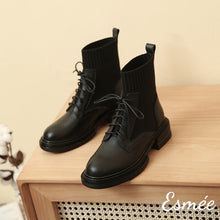 將圖片載入圖庫檢視器 Black-Leather-Marten-Boots-with-Sock-Tube-product-shots