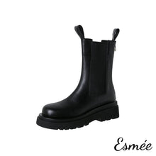 Load image into Gallery viewer, Black-Leather-Mid-Chelsea-Boots-with-Rear-Zippers-product-shots-white-background