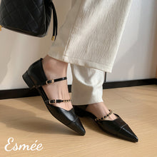 將圖片載入圖庫檢視器 Black-Leather-Sandals-with-Chain-Straps-model-shots-1
