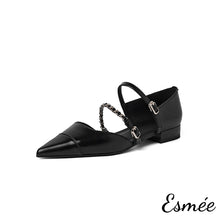 將圖片載入圖庫檢視器 Black-Leather-Sandals-with-Chain-Straps-product-shots-white-background