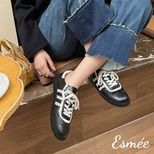 Load image into Gallery viewer, Black-Leather-Sneakers-with-Lace-Pattern-model-shots