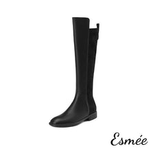 將圖片載入圖庫檢視器 Black-Leather-Suede-Long-Boots-with-Over-Knee-Design-product-shots-white-background