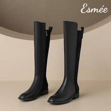將圖片載入圖庫檢視器 Black-Leather-Suede-Long-Boots-with-Over-Knee-Design-product-shots