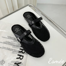將圖片載入圖庫檢視器 Black-Net-Mules-with-Leather-Straps-product-shots