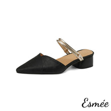 將圖片載入圖庫檢視器 Black-Patterned-Fabrics-High-Heel-Mules-with-Metallic-Double-Straps-product-shots-white-background