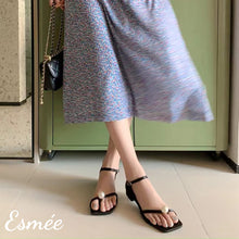 Load image into Gallery viewer, Black-Silk-Sandals-with-Pearl-Design-model-shots