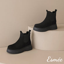 將圖片載入圖庫檢視器 Black-Suede-Chelsea-Boots-with-Sheep-Hair-Design-product-shots