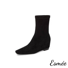 將圖片載入圖庫檢視器 Black-Suede-Invisible-Increased-Height-Ankle-Boots-product-shots-white-background